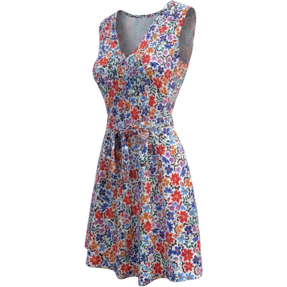 RipSkirt Hawaii Sleeveless Floral V-Neck Dress XL Vacation Travel Beach Cruise